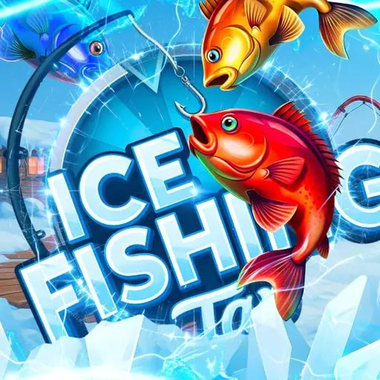 Czerwona, złota i niebieska ryba z gry Ice Fishing